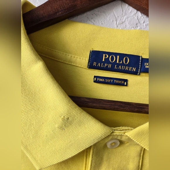 Polo Ralph Lauren Men’s Yellow Short Sleeve Polo Pima Cotton Size 3XB - Picture 4 of 7
